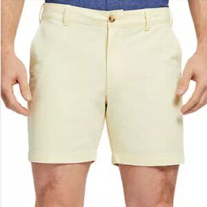 Yellow Izod Saltwater Men Shorts Size 36 Inseam 7 Preppy Chino Flat Front